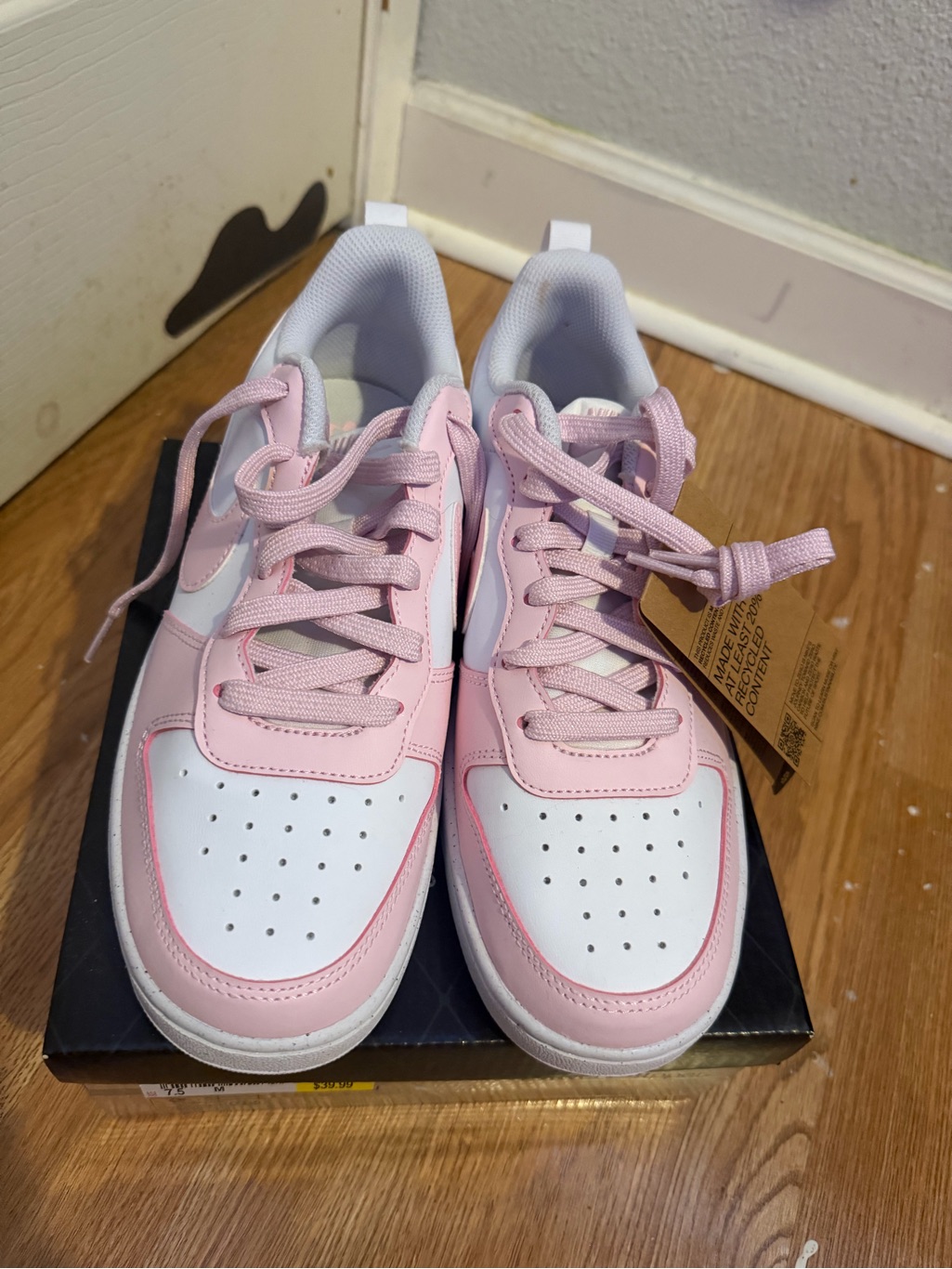 Baby Pink And White Low-Top Nikes - Comfortable Shoes